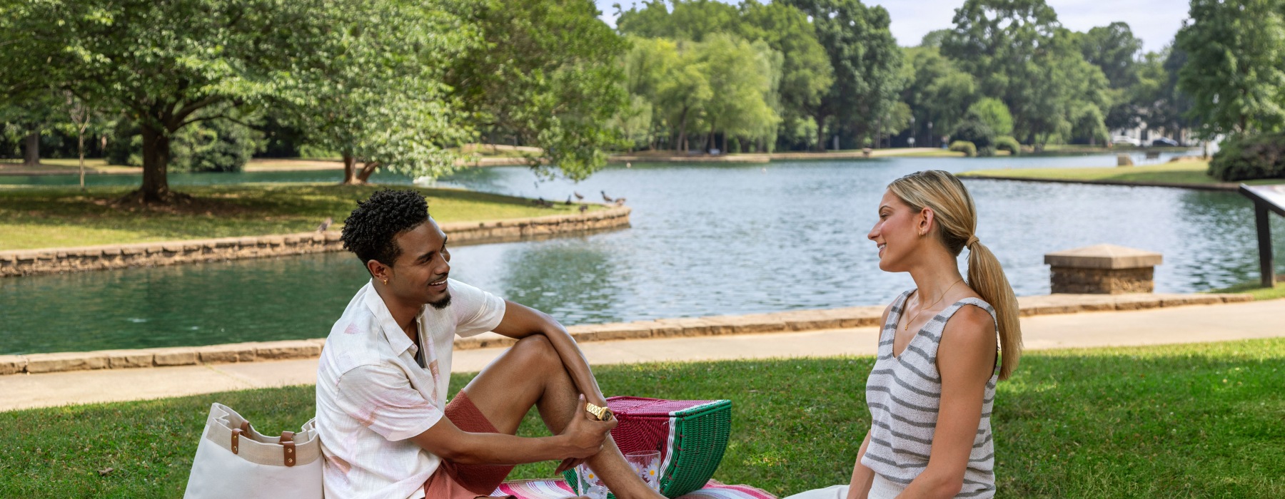 Couple having a picnic in the park