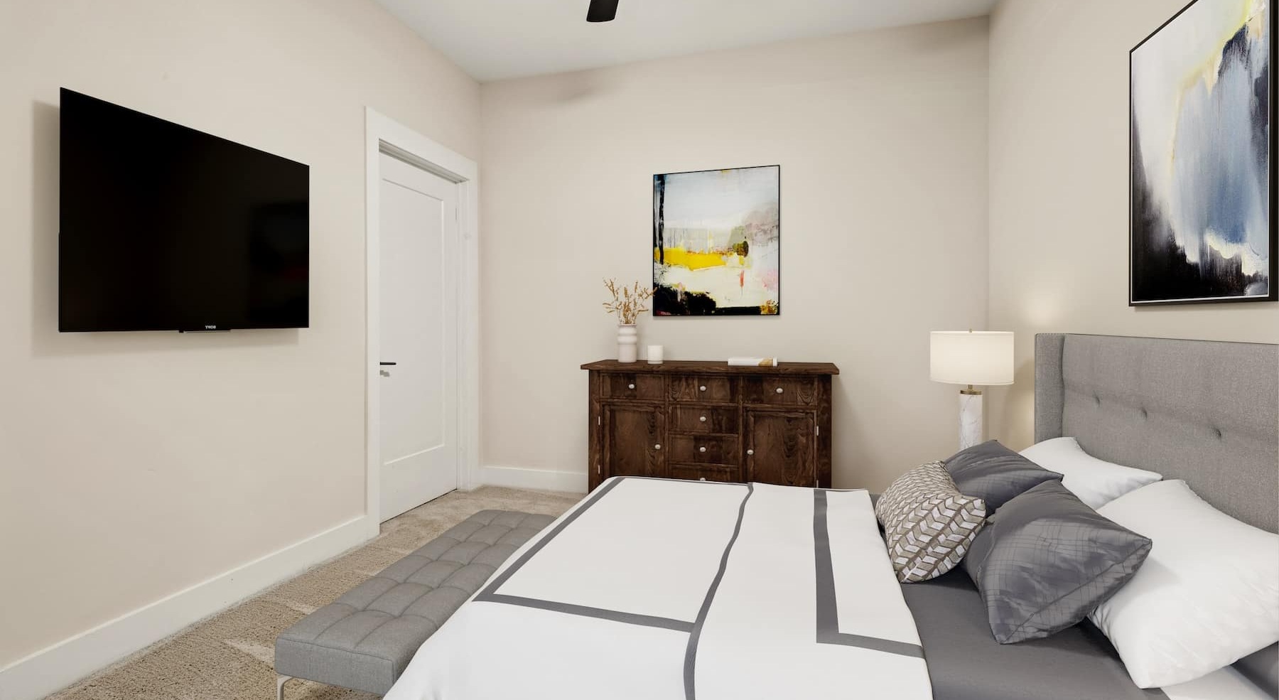 bright lighting in a bedroom