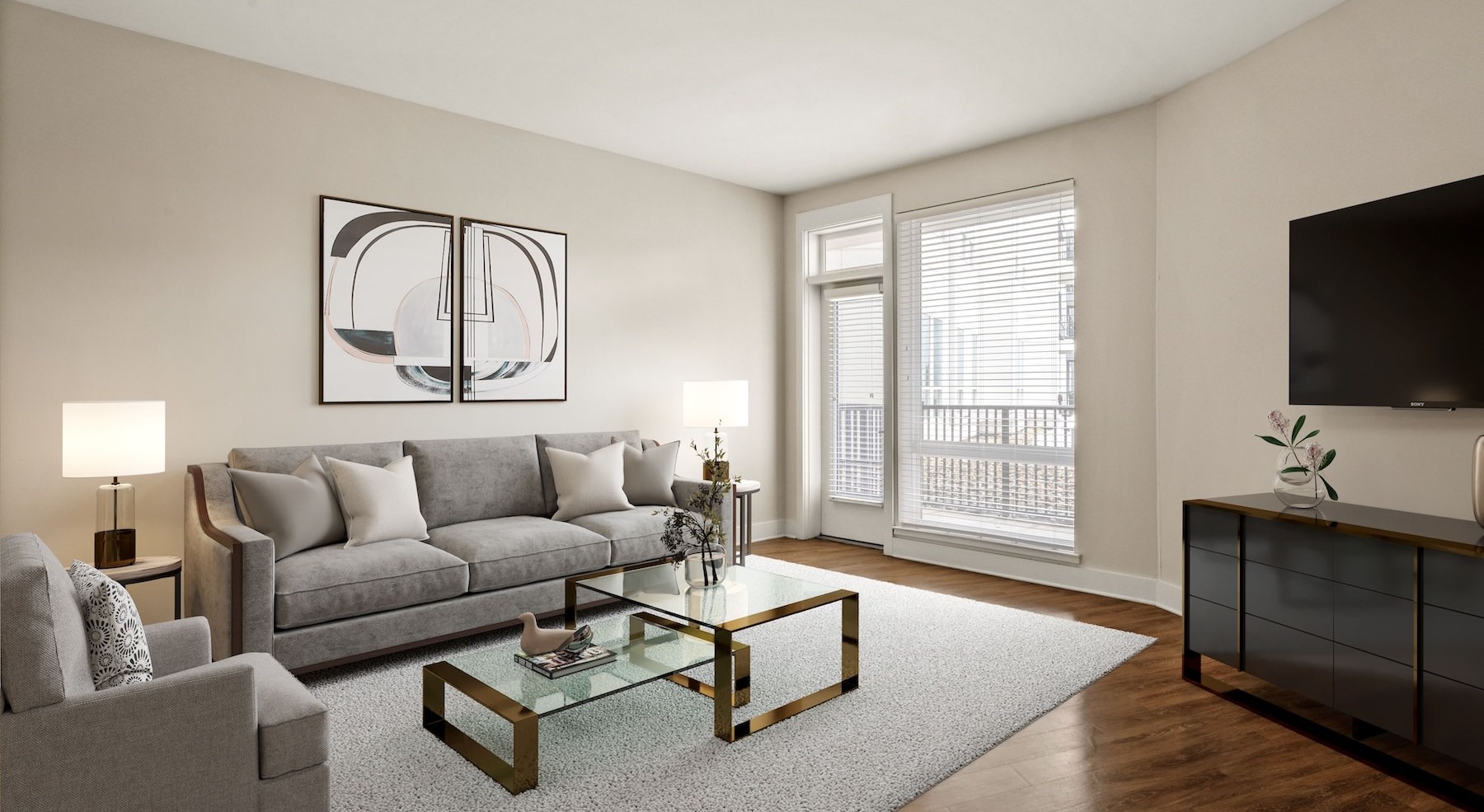 living room with a couch and coffee table