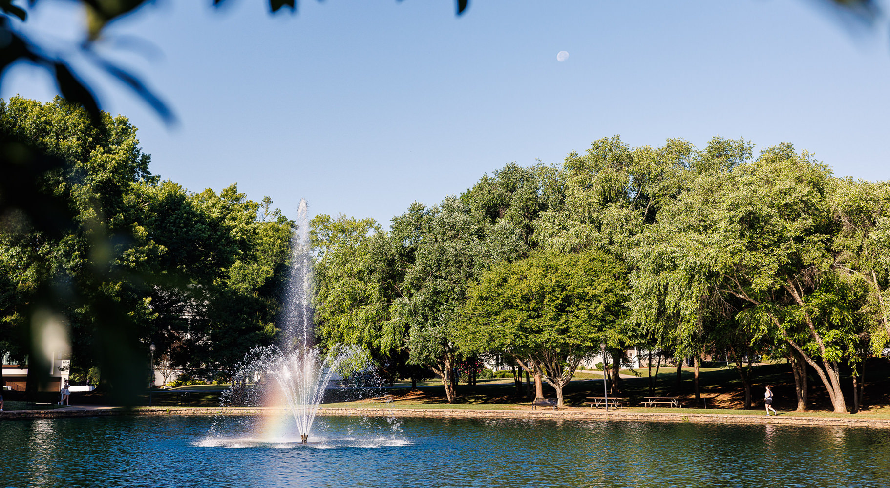 a park with a water fountain