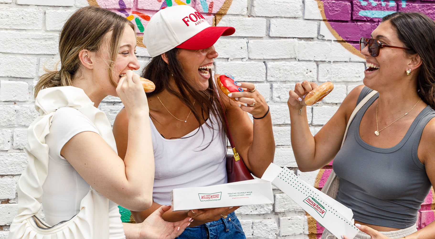 friends eating donuts